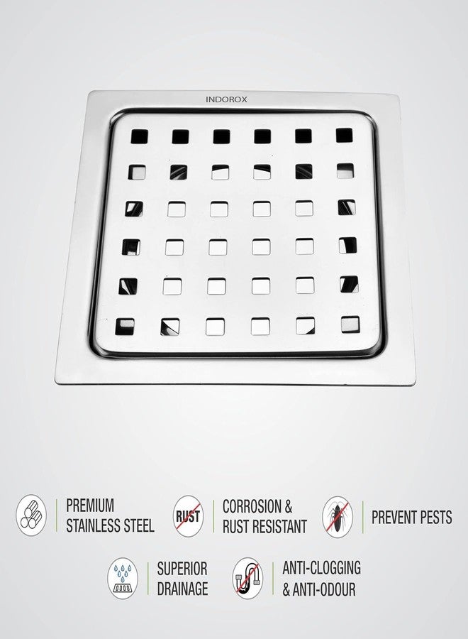 INDOROX Bathroom Drainer AntiCockorach | Jali- Stainless Steel 304 Grade Square Design 6x6 Inch - Image 3
